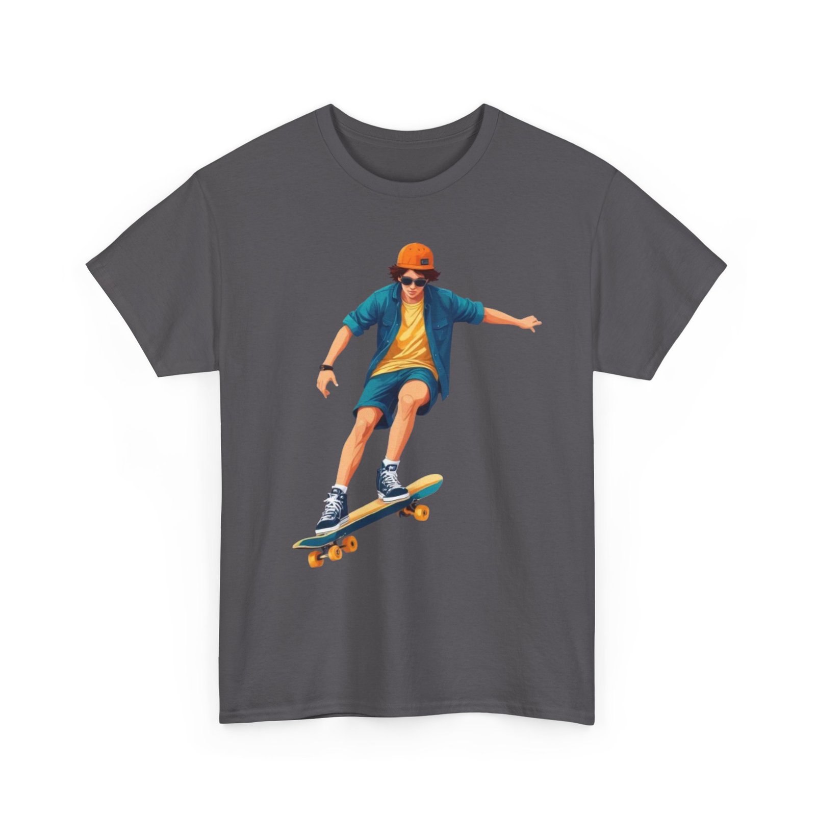 Skateboard Unisex Heavy Cotton Tee - Image 51