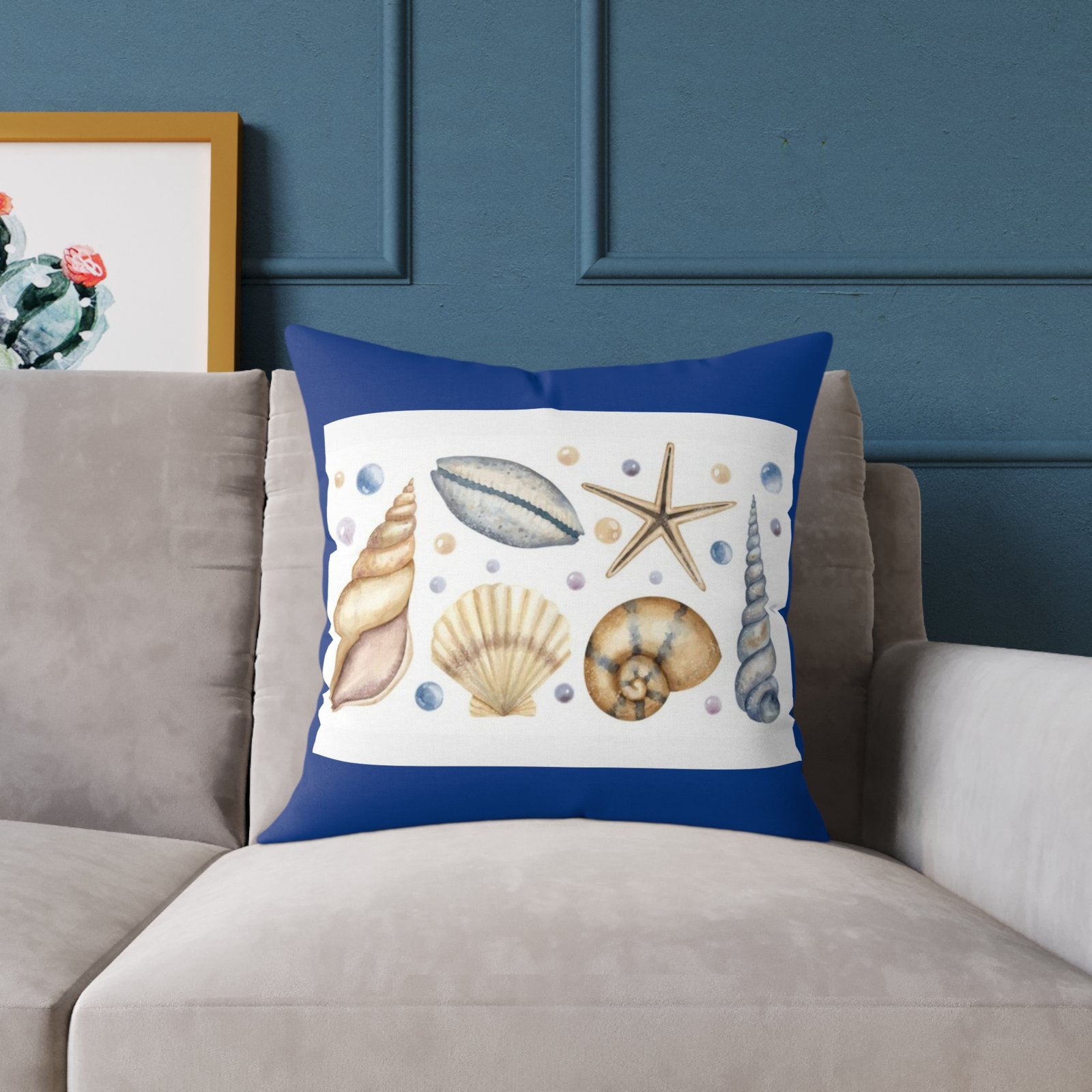 Sea shells Seaside Beach Square Poly Canvas Pillow 08 - Image 11