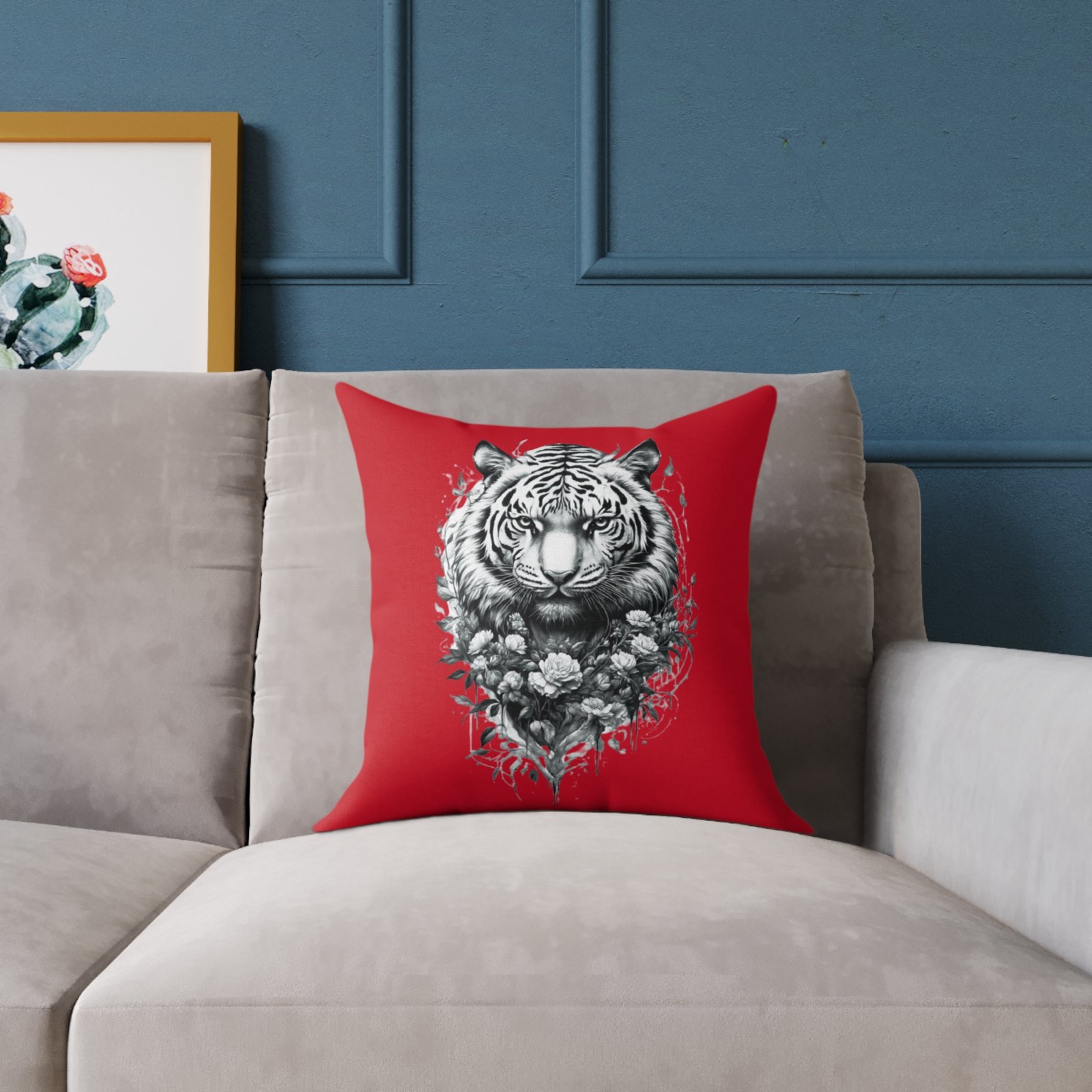 Tiger Square Poly Canvas Pillow - Image 3