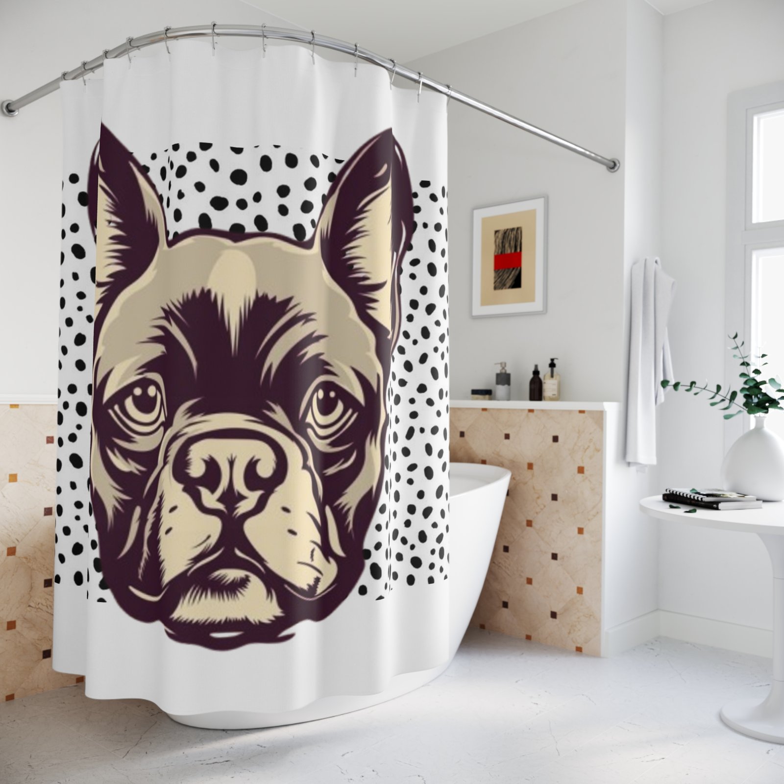 French Bull Dog Lover Funny Shower Curtain | Cozy Pet Decor, Dog Lover Gift, Rustic Bathroom Accessory, Home Decoration - Image 4