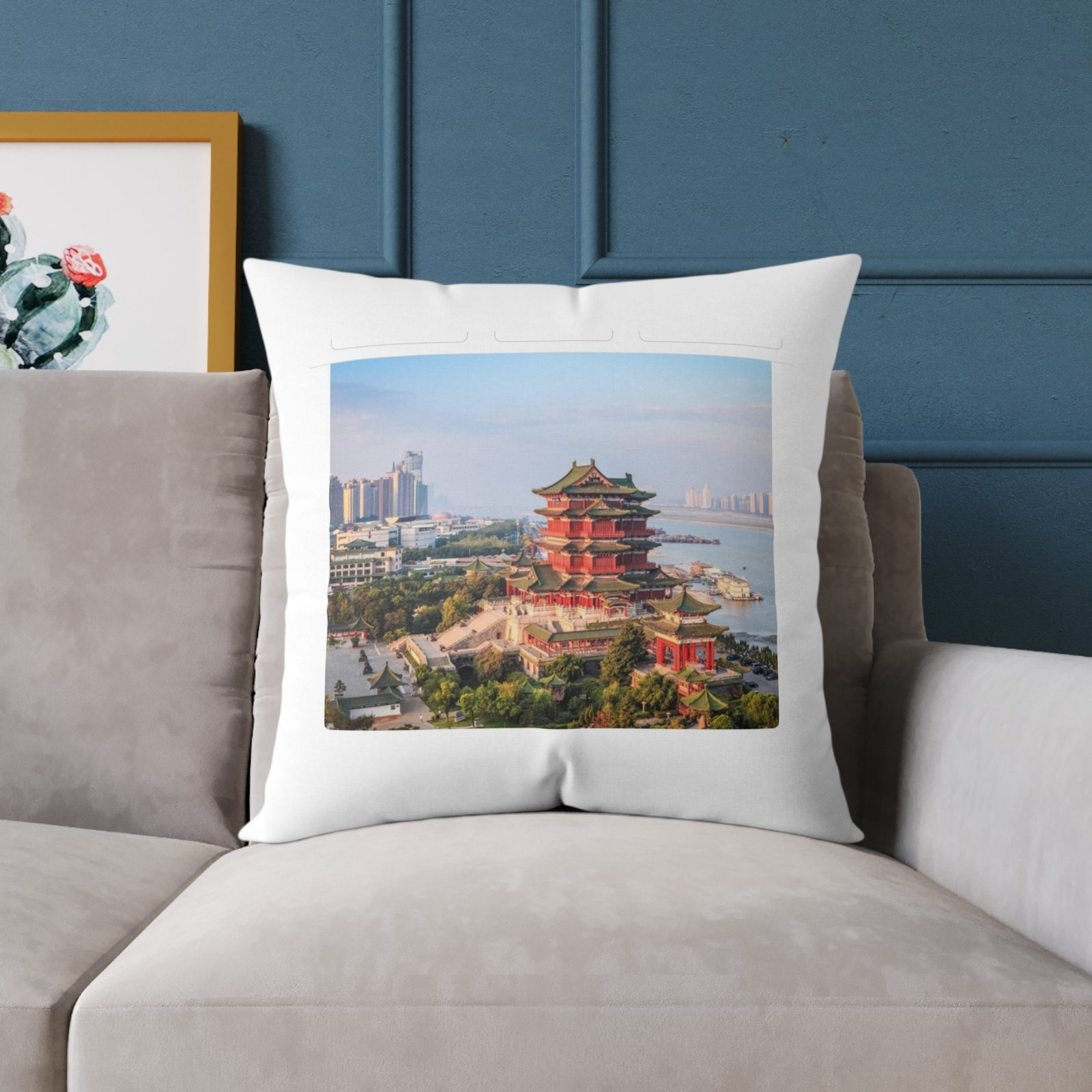 Japans Temple Square Poly Canvas Pillow - Image 15