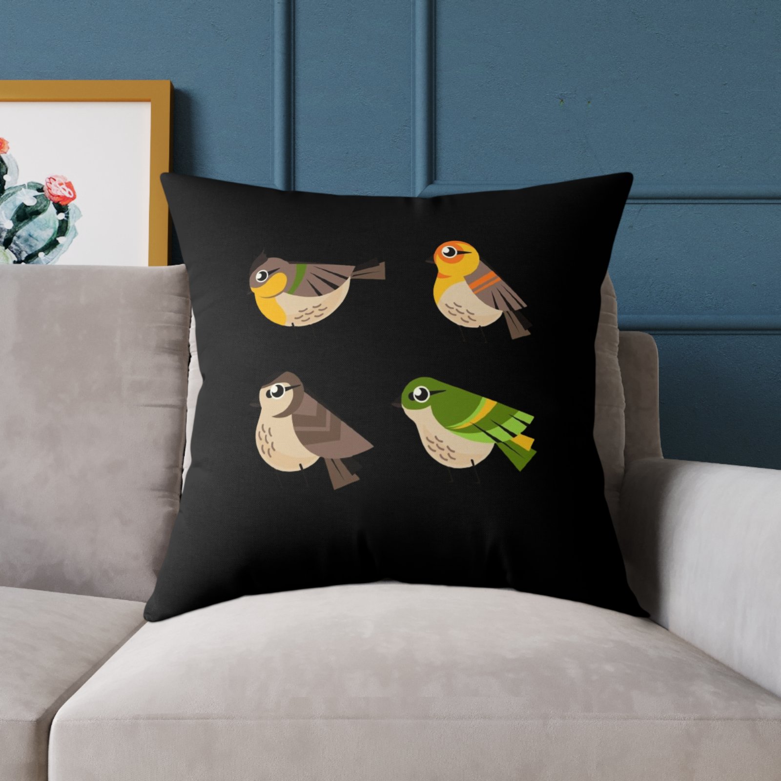 Bird Design Square Poly Canvas Pillow - Image 19