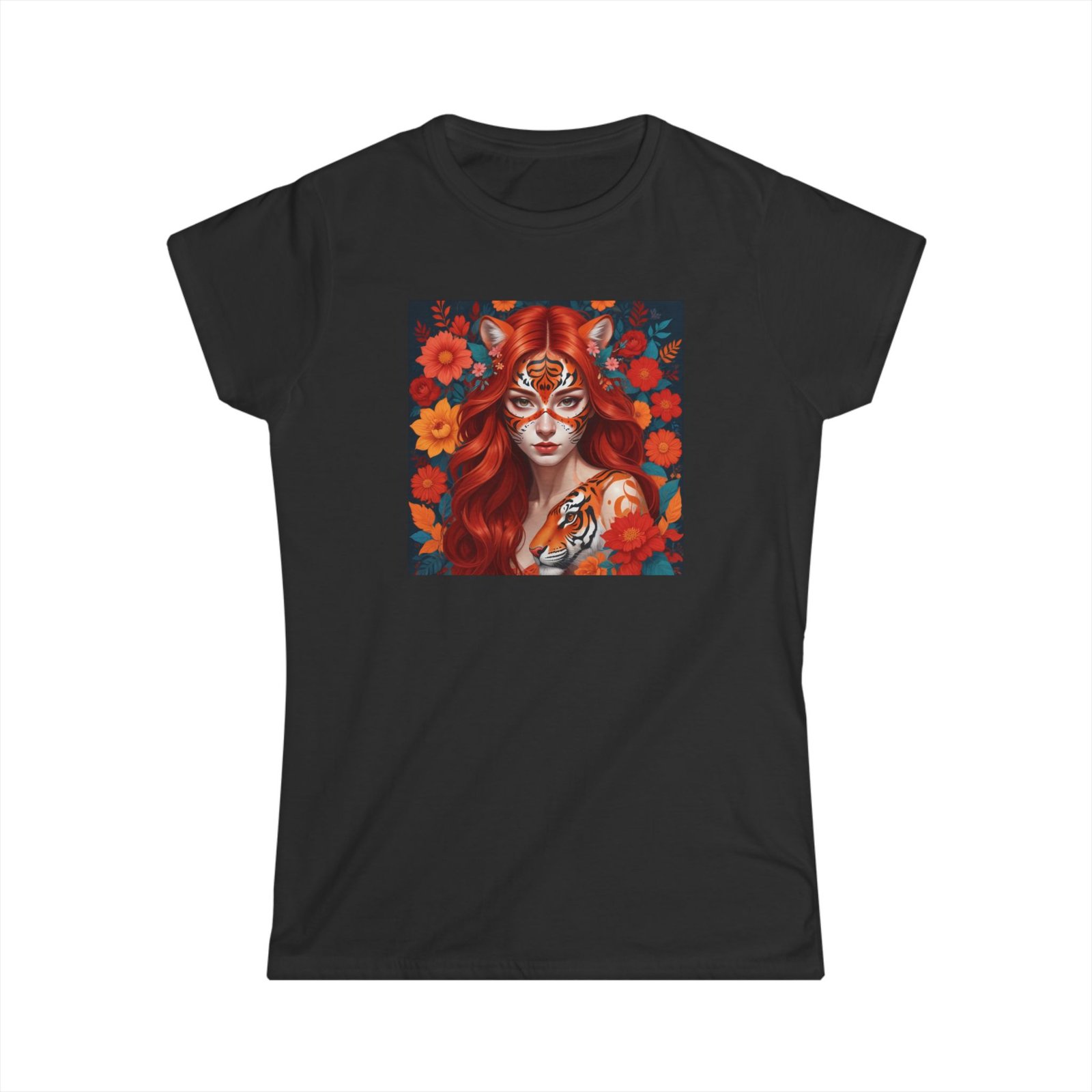 Tiger Lady Art Design Tattoo Soft style Tshirt - Image 4