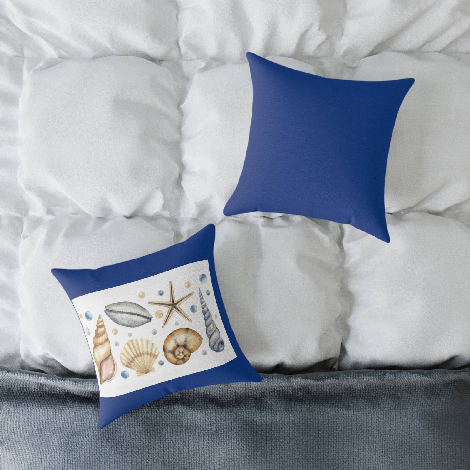 Sea shells Seaside Beach Square Poly Canvas Pillow 08 - Image 4