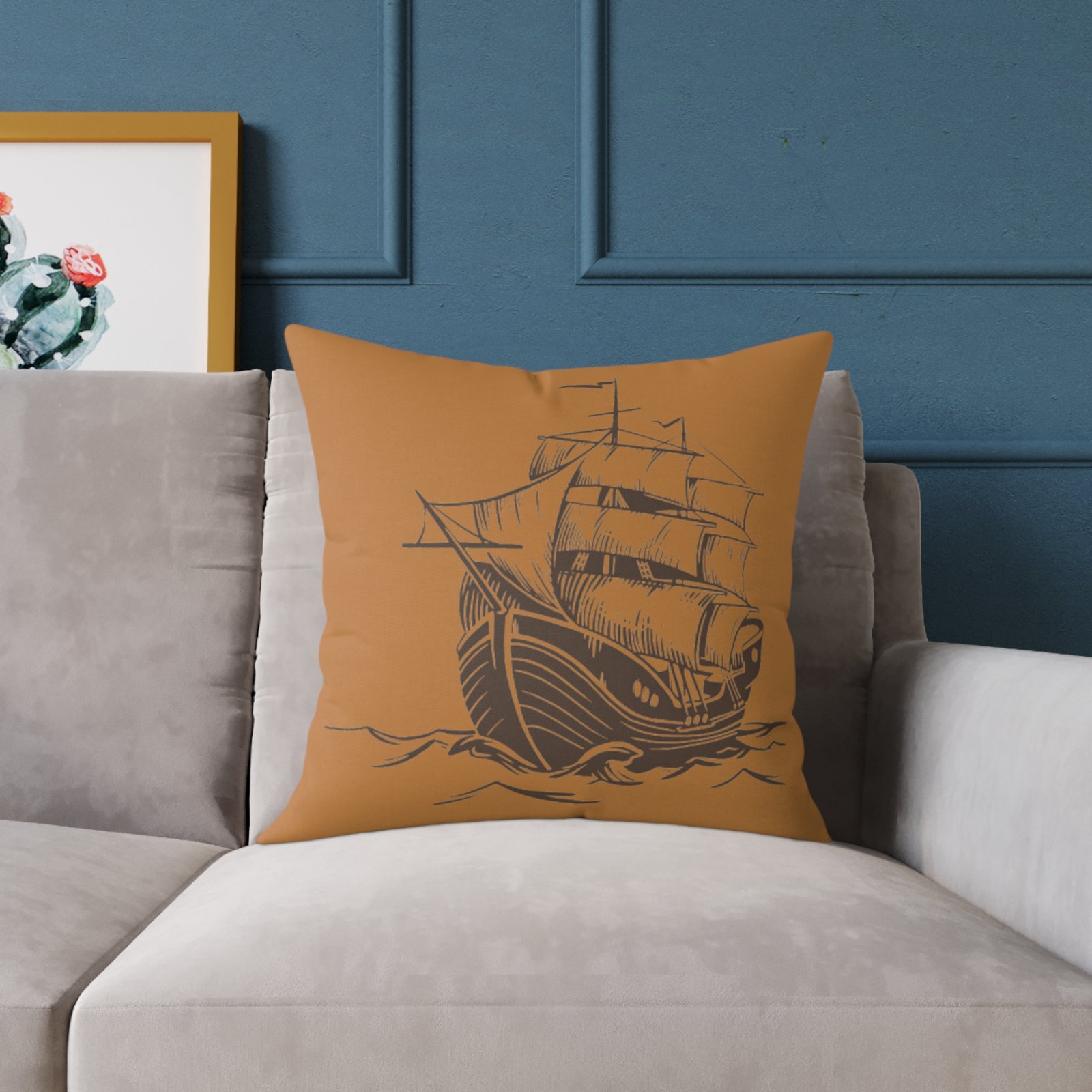 Square Pillow Ships Boats Yachts Sea Sailing Vessels Nautical Decor - Image 11
