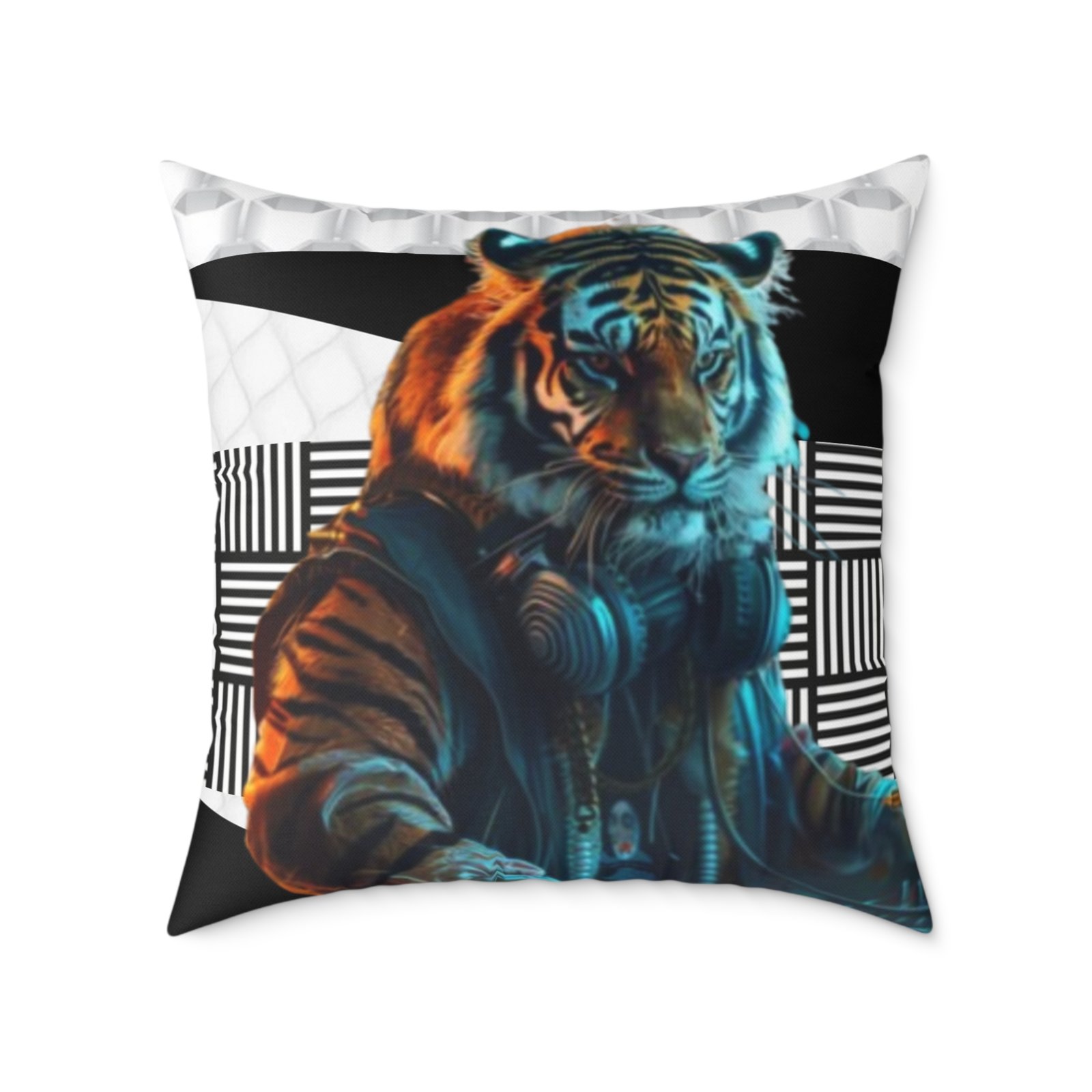 Music Dj Animal Headphones Square Poly Canvas Pillow 08 - Image 17