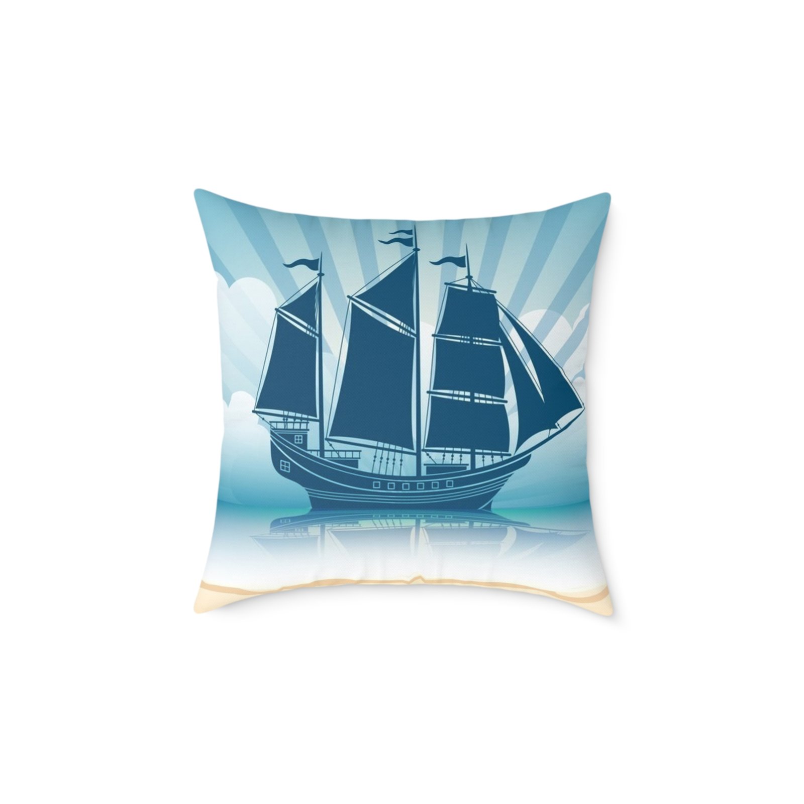 Square Pillow Ships Boats Yachts Sea Sailing Vessels Nautical Decor - Image 9