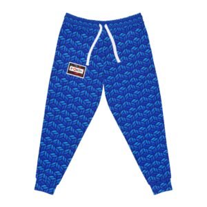 Evokes Brand Blue Geometric Athletic Joggers for Active Lifestyle