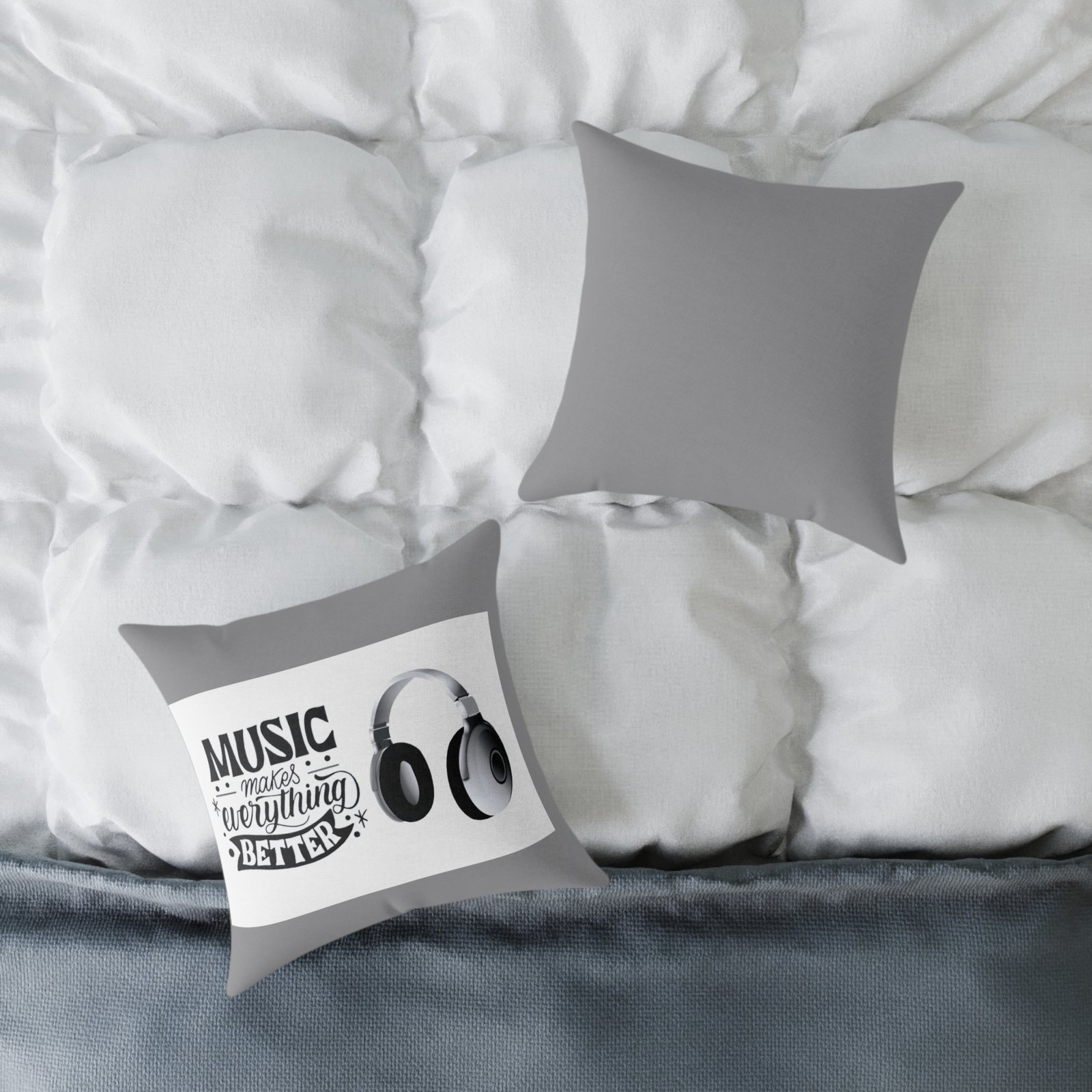 Headphones Poly Canvas Pillow - Image 4