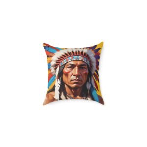 Red Indian  Square Poly Canvas Pillow