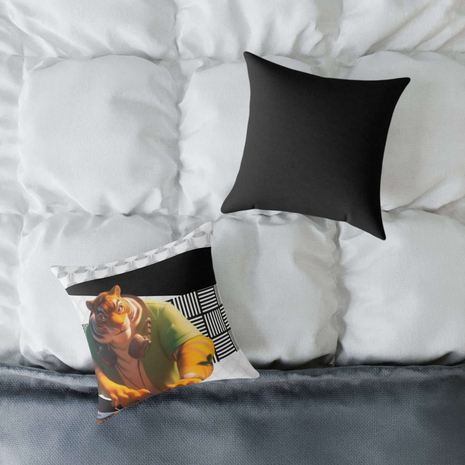 Music Dj Animal Headphones Square Poly Canvas Pillow 08 - Image 4
