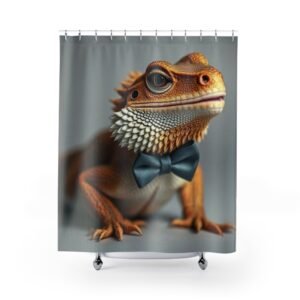 Bearded Dragon Shower Curtain, Unique Bathroom Decor, Reptile Lovers Gift, Fun Home Accessories, Quirky Bathroom Style