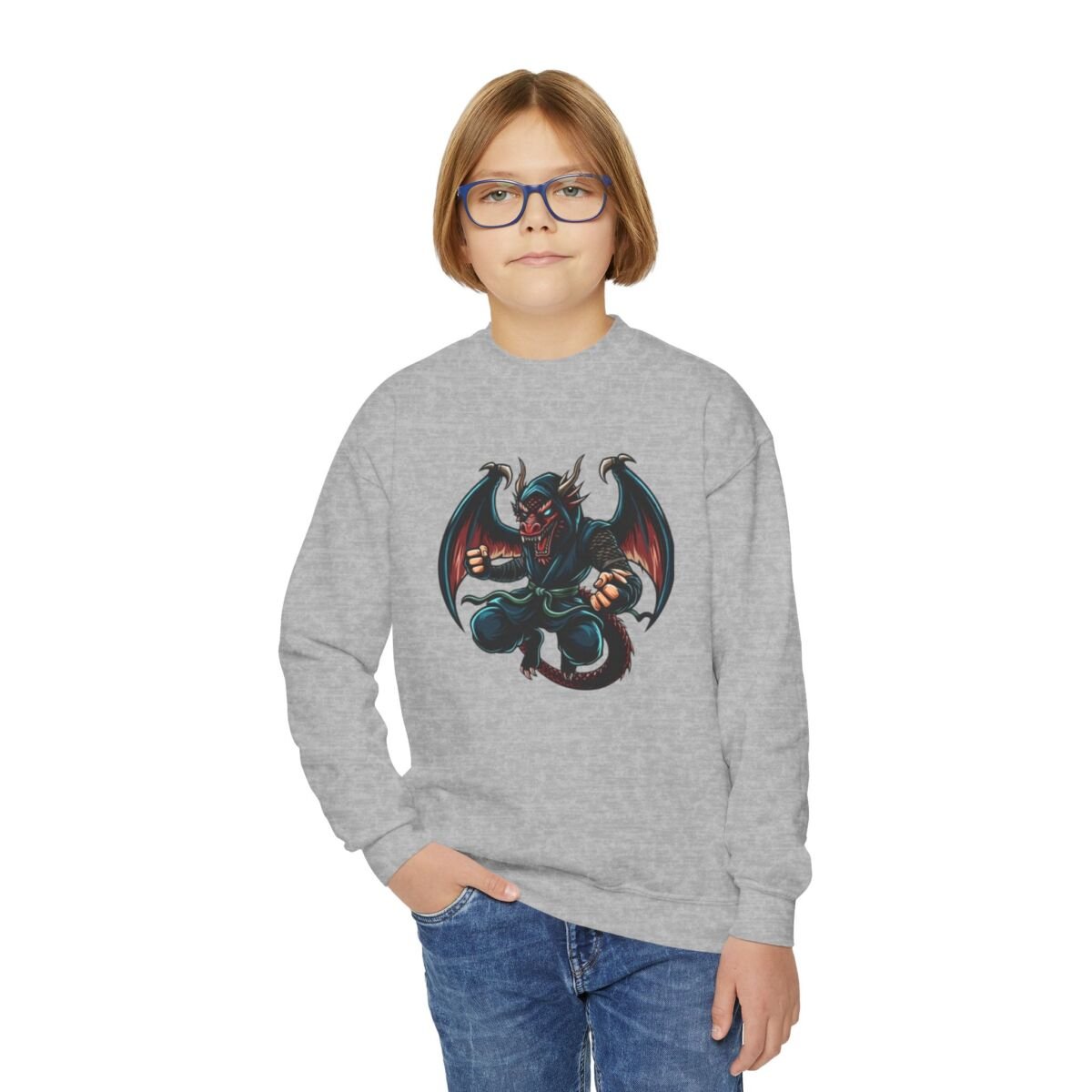 Street Reptile Kids Graphic Crewneck Sweatshirt — Cool Cartoon Lizard in Cap - Image 11