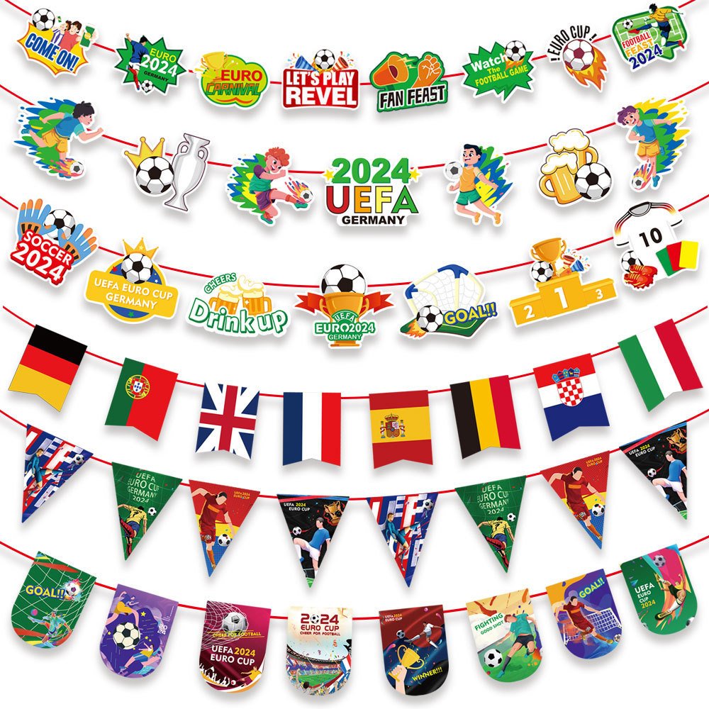 2024 European Cup Football Hanging Flag Club Football Party Decoration String Flags - Image 2