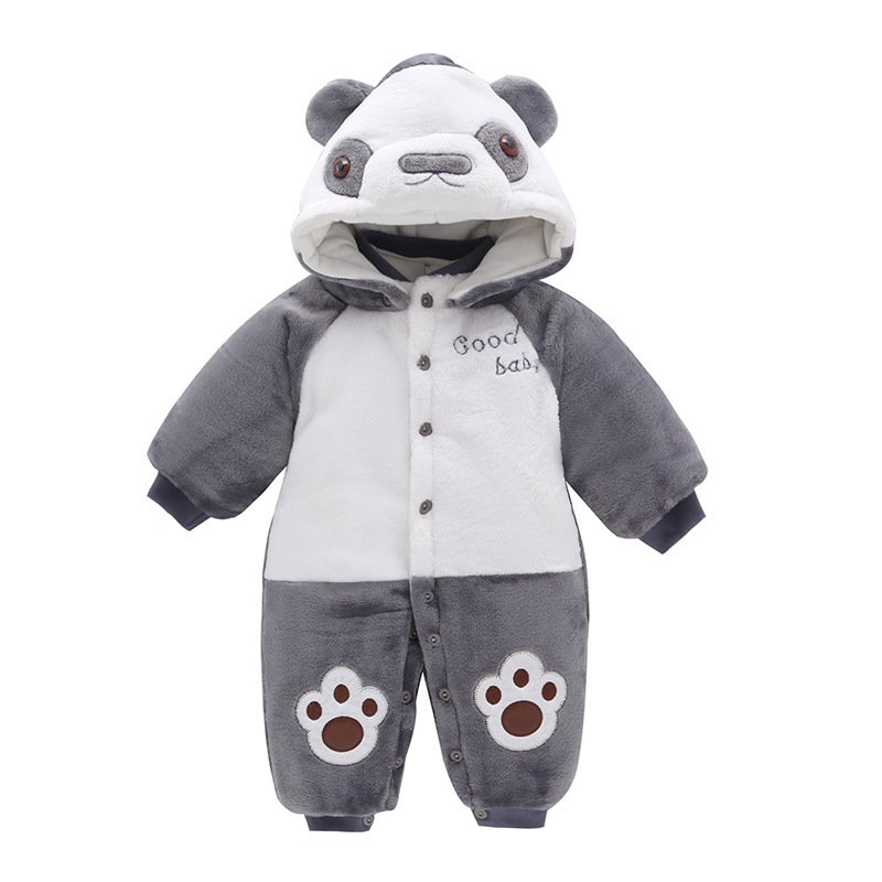 Autumn And Winter Thickening Outwear 0-1 Year Old Male And Female Baby Clothes Baby Bear Shape Jumpsuit - Image 5