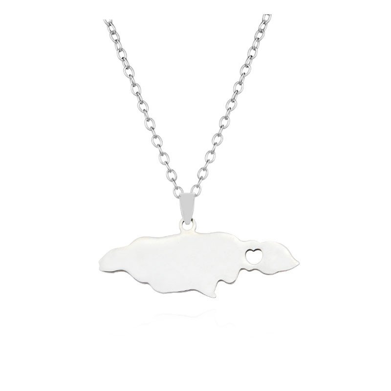 Stainless Steel Creative Jewelry Jamaica Map Necklace Can Be Customized - Image 5