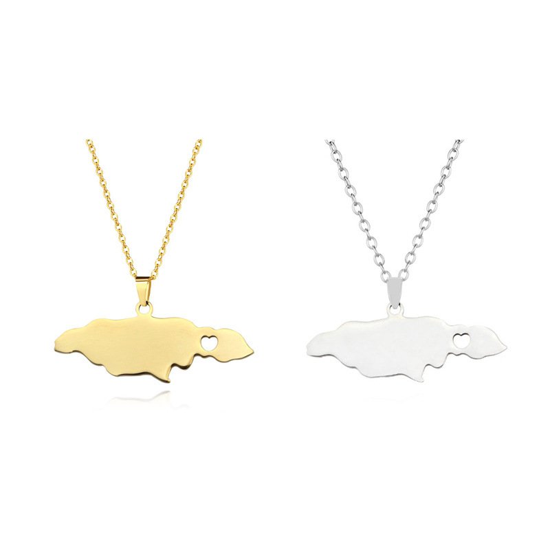 Stainless Steel Creative Jewelry Jamaica Map Necklace Can Be Customized - Image 3