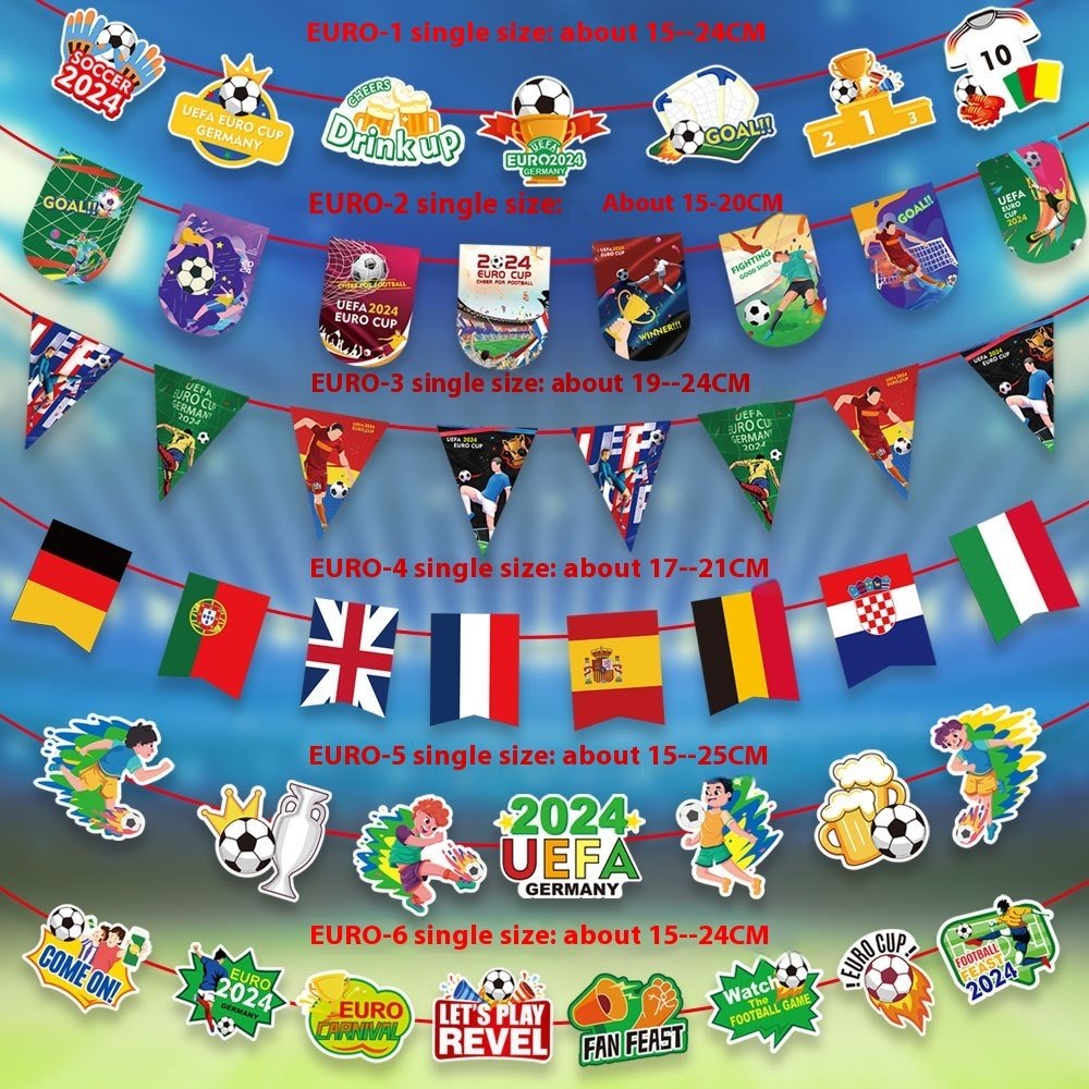 2024 European Cup Football Hanging Flag Club Football Party Decoration String Flags - Image 3