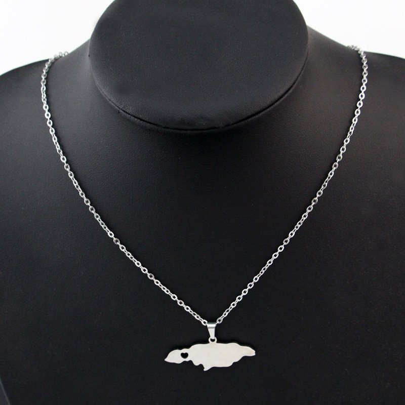 Stainless Steel Creative Jewelry Jamaica Map Necklace Can Be Customized - Image 2