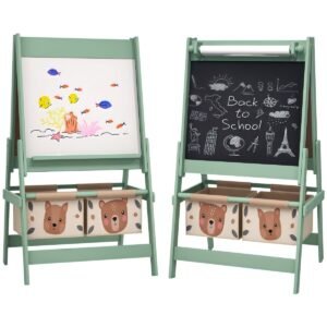 Three-In-One Kids Easel With Paper Roll, Art Easel, With Storage - Green