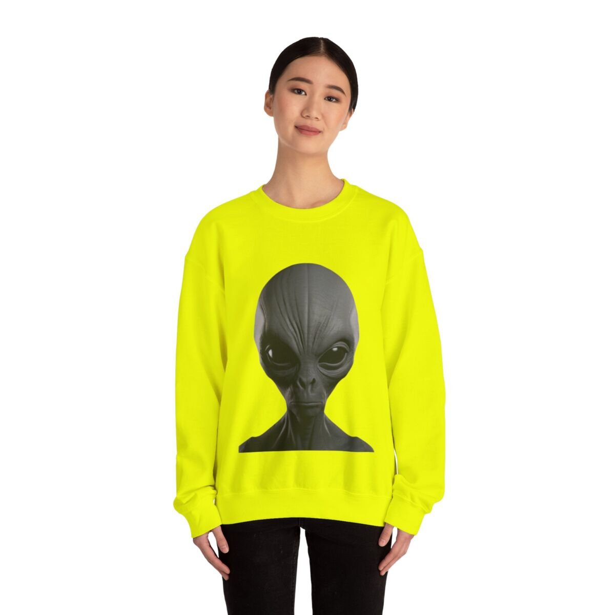C ute A lien Pr in t Unise x Heavy Blend™ Crewneck Sweatshirt Alien Hoodie , Cute Alien Gif t, Sweater, Unique Sweatshirt, prin t Hoodie. - Image 28