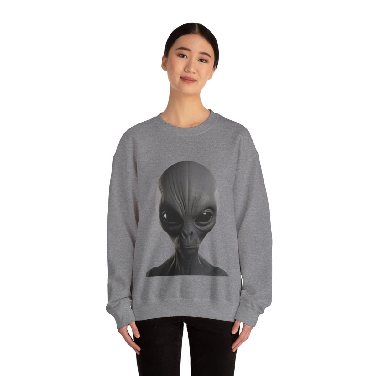 C ute A lien Pr in t Unise x Heavy Blend™ Crewneck Sweatshirt Alien Hoodie , Cute Alien Gif t, Sweater, Unique Sweatshirt, prin t Hoodie. - Image 32
