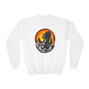 Street Dragon Kids Graphic Crewneck Sweatshirt — Cool Cartoon Lizard in Cap