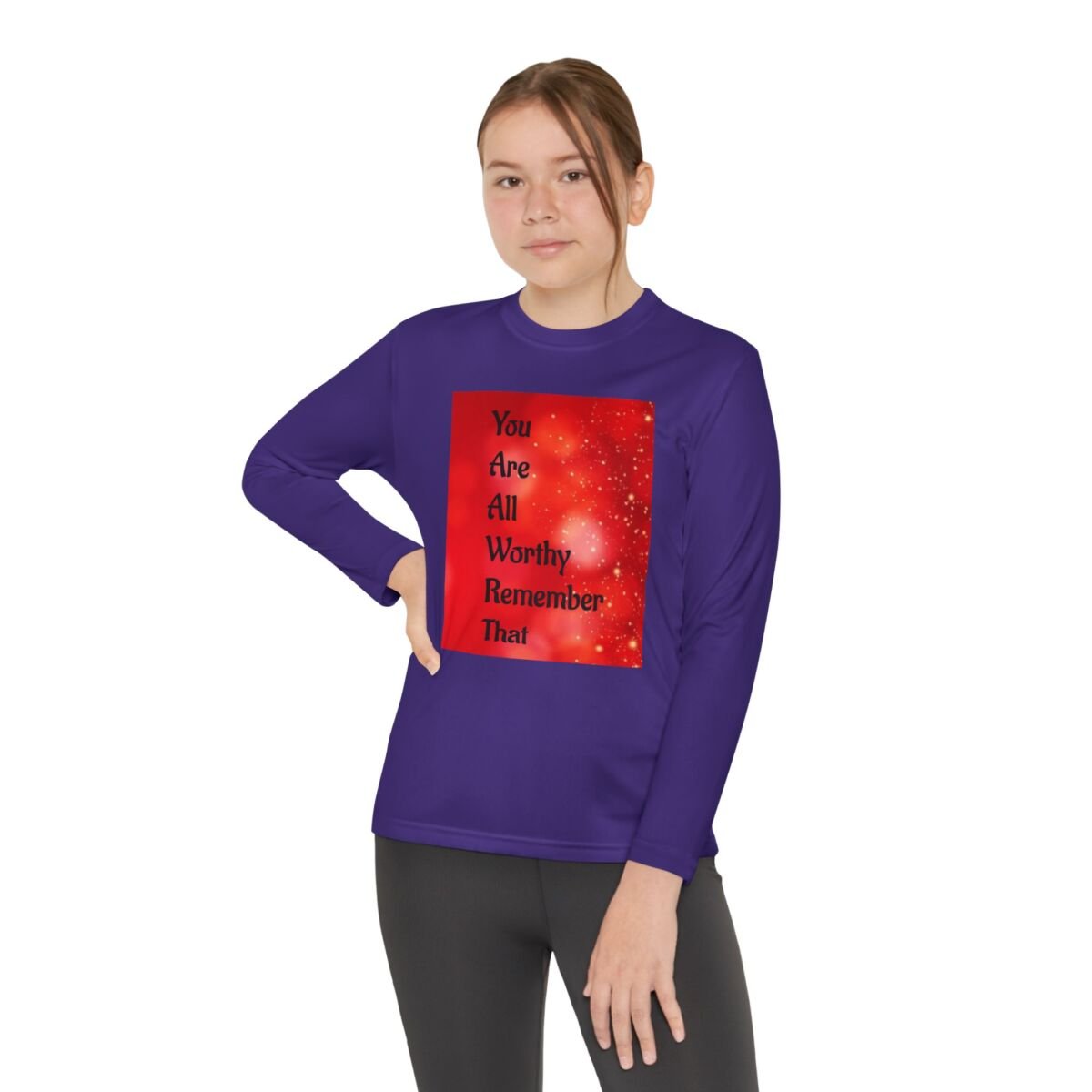 Motivational Quote Phrase Youth Long Sleeve Competitor Tee - Image 48