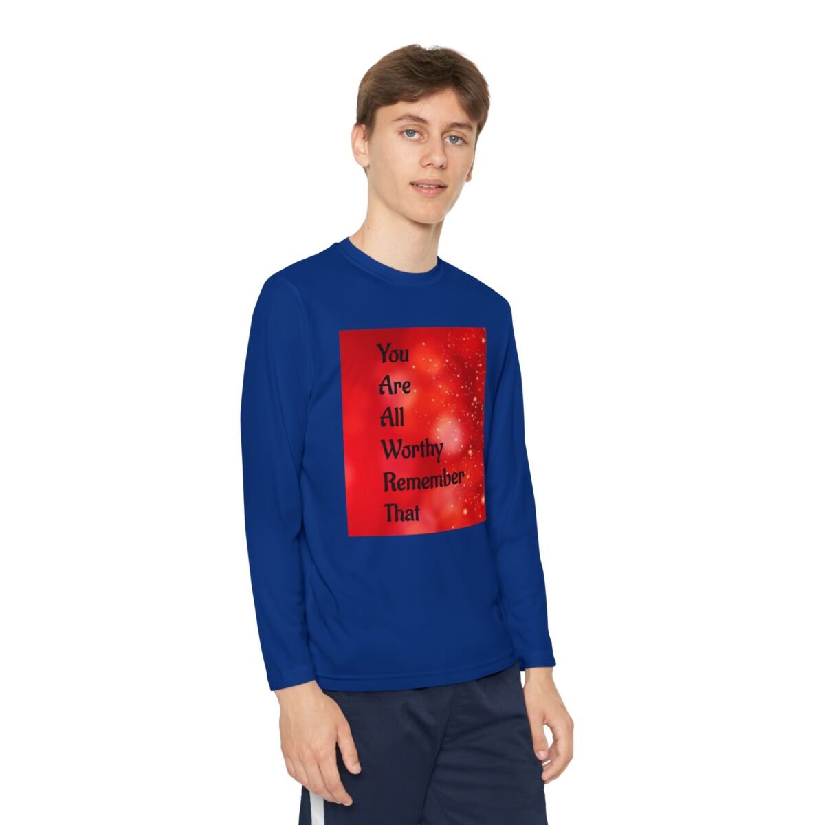 Motivational Quote Phrase Youth Long Sleeve Competitor Tee - Image 43