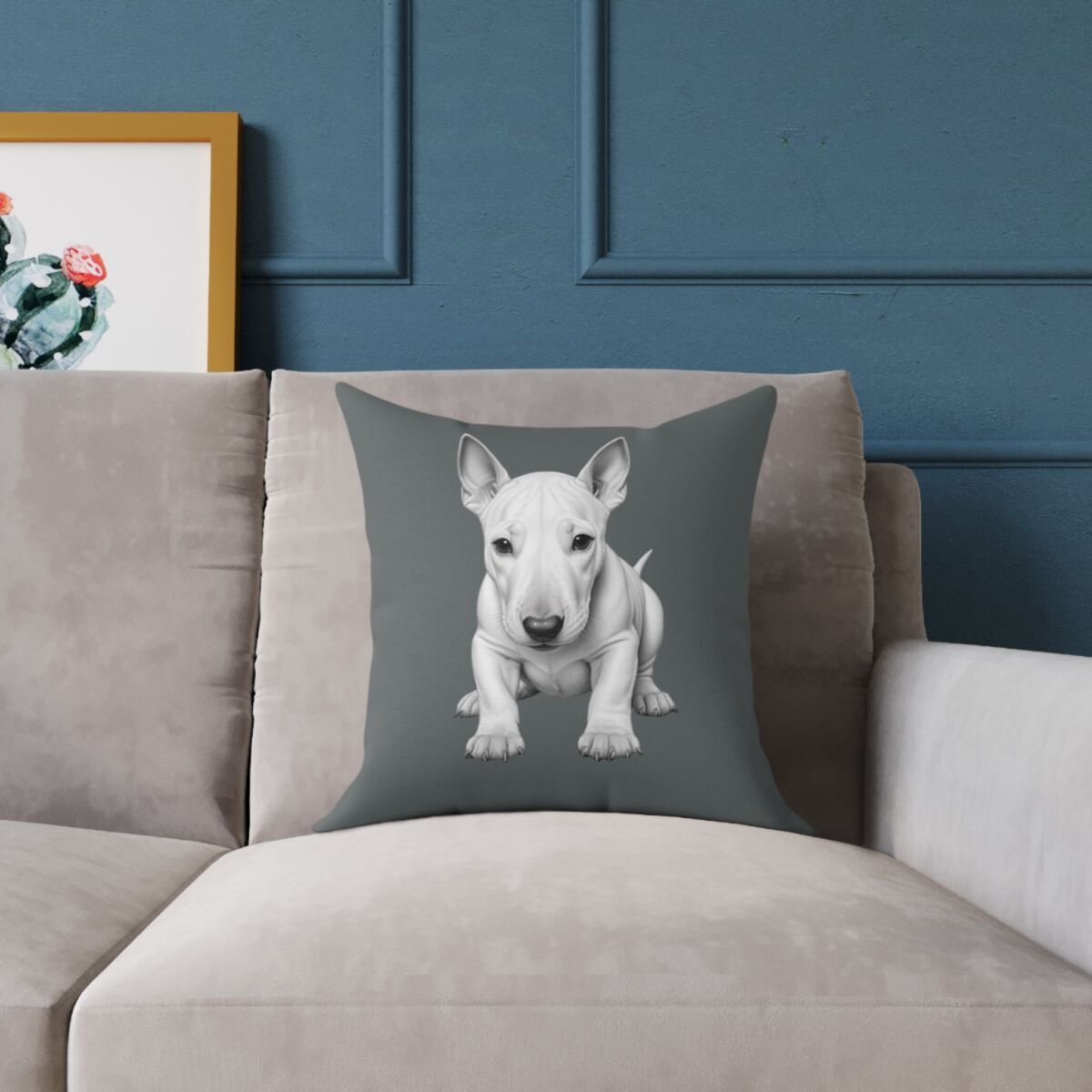 English Bull Terrier Square Poly Canvas Pillow - Image 3