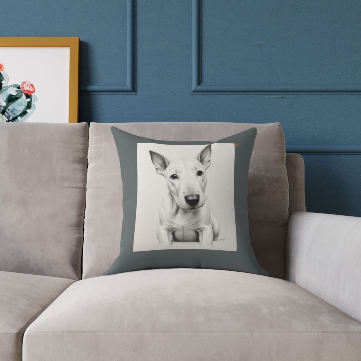 English Bull Terrier Square Poly Canvas Pillow - Image 3