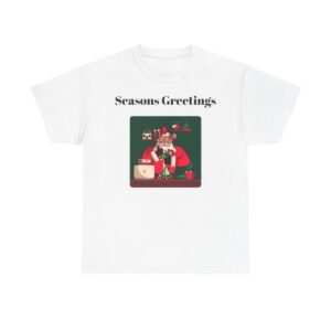 Whimsical Santa Tee, Funny Holiday T-Shirt, Christmas Gift, Cool Winter Wear, Cute Pet Lover Apparel, Unisex Cotton Shirt