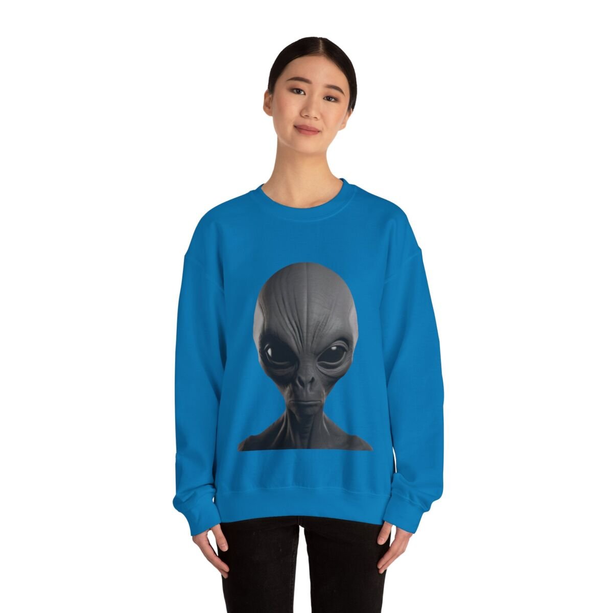 C ute A lien Pr in t Unise x Heavy Blend™ Crewneck Sweatshirt Alien Hoodie , Cute Alien Gif t, Sweater, Unique Sweatshirt, prin t Hoodie. - Image 44