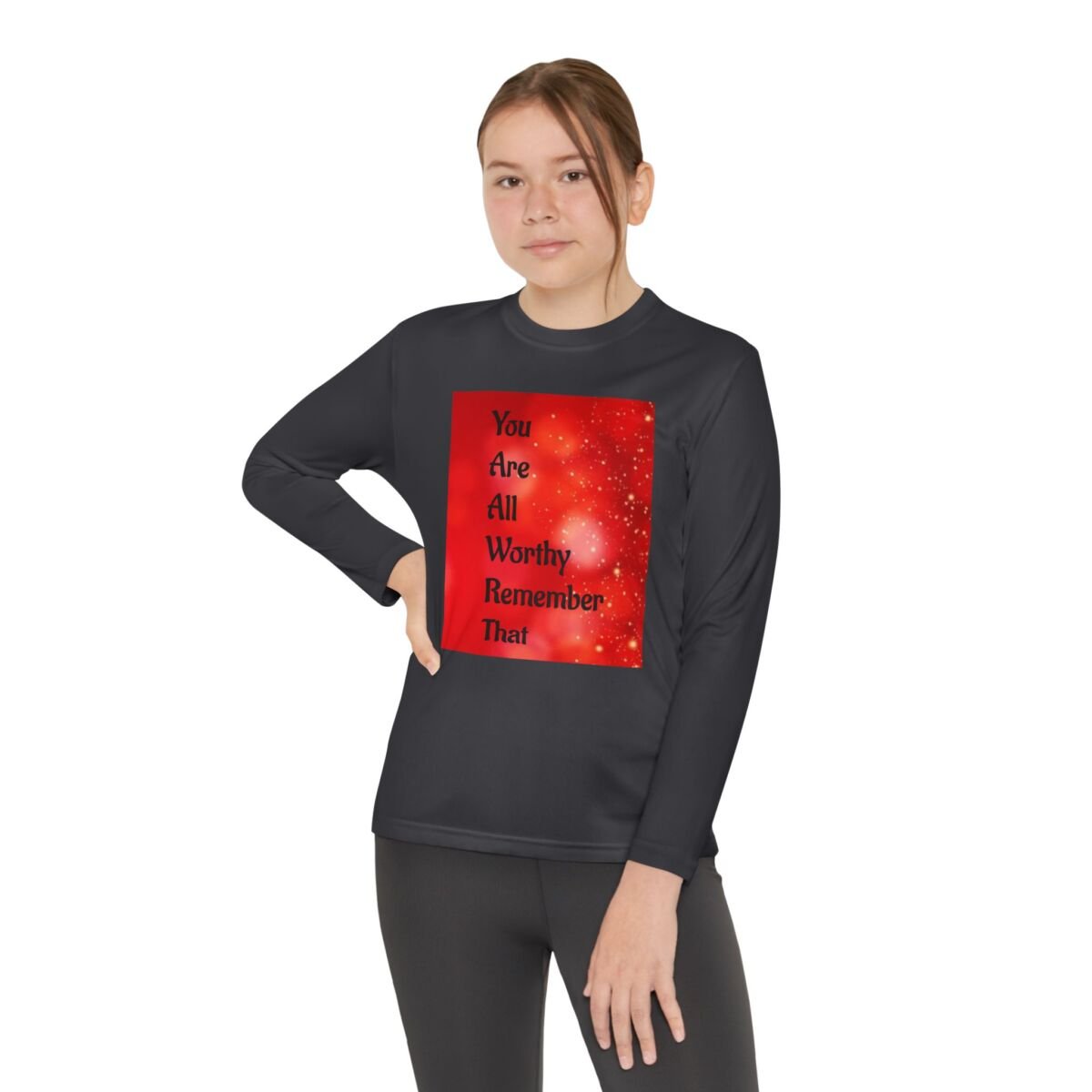 Motivational Quote Phrase Youth Long Sleeve Competitor Tee - Image 16