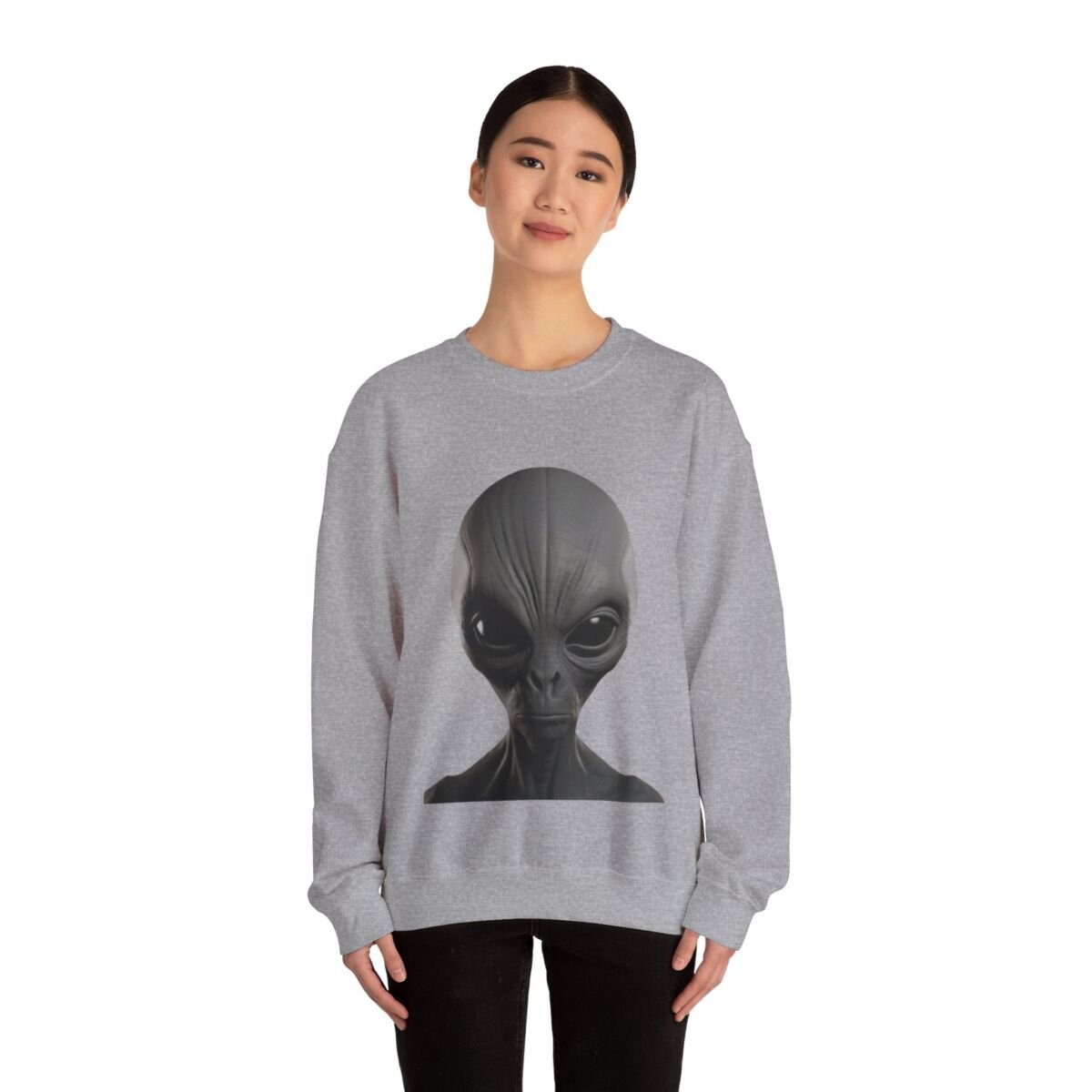 C ute A lien Pr in t Unise x Heavy Blend™ Crewneck Sweatshirt Alien Hoodie , Cute Alien Gif t, Sweater, Unique Sweatshirt, prin t Hoodie. - Image 12