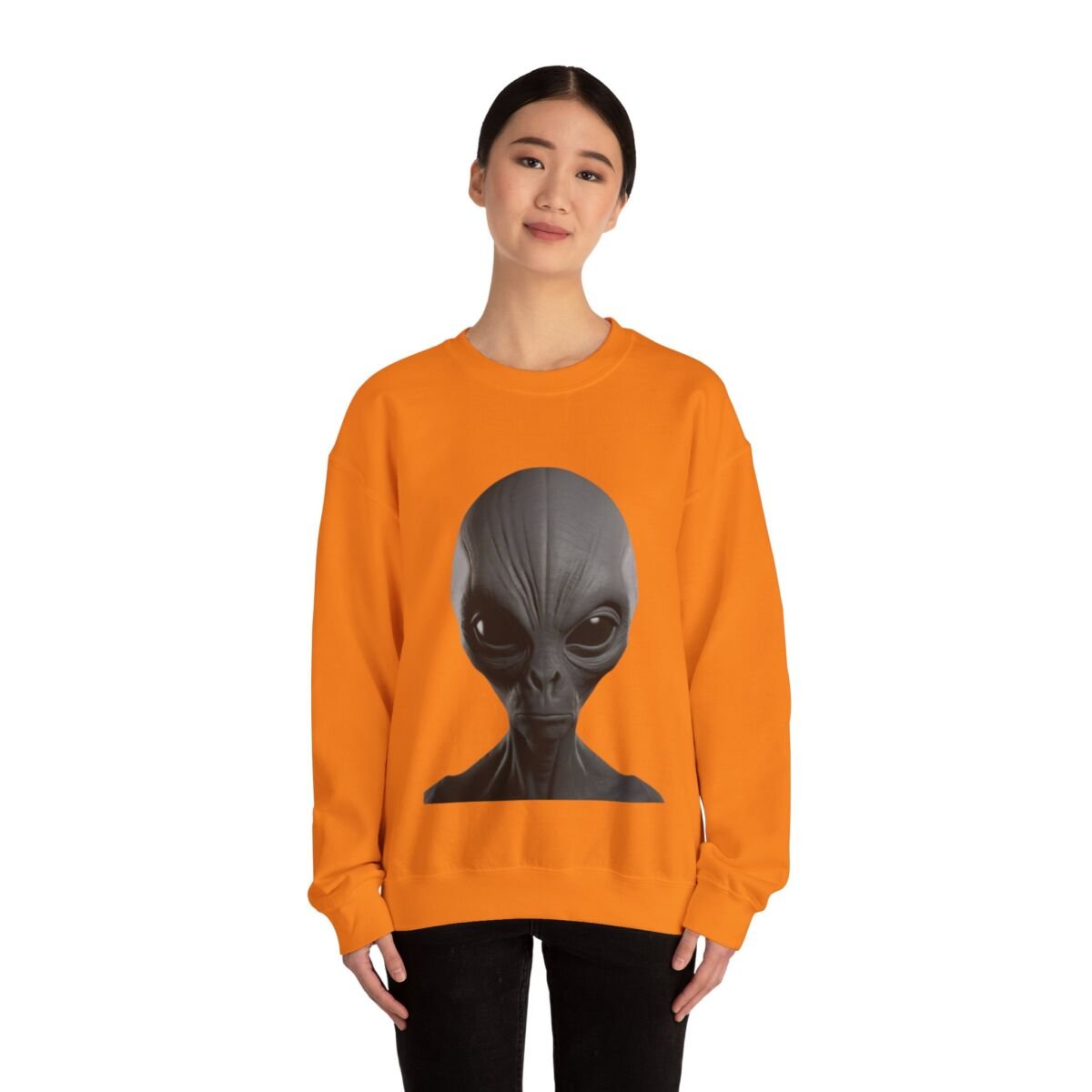 C ute A lien Pr in t Unise x Heavy Blend™ Crewneck Sweatshirt Alien Hoodie , Cute Alien Gif t, Sweater, Unique Sweatshirt, prin t Hoodie. - Image 24