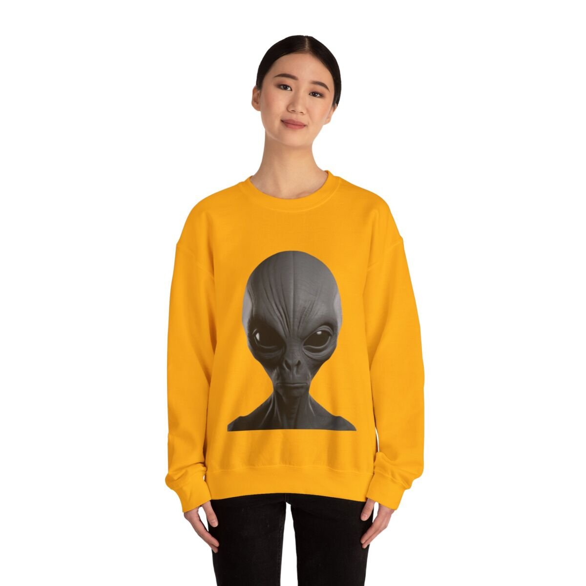 C ute A lien Pr in t Unise x Heavy Blend™ Crewneck Sweatshirt Alien Hoodie , Cute Alien Gif t, Sweater, Unique Sweatshirt, prin t Hoodie. - Image 16