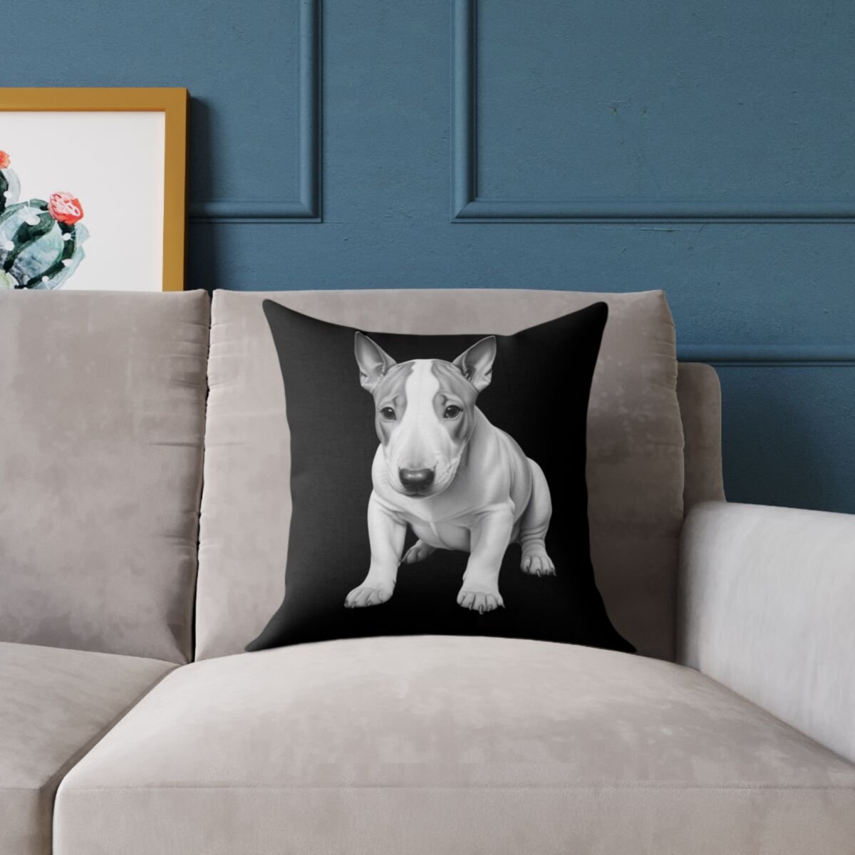 English Bull Terrier Square Poly Canvas Pillow - Image 3
