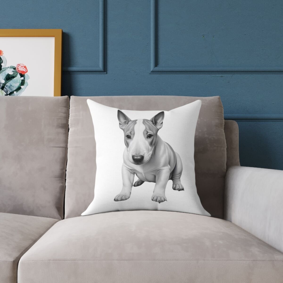 English Bull Terrier Square Poly Canvas Pillow - Image 3