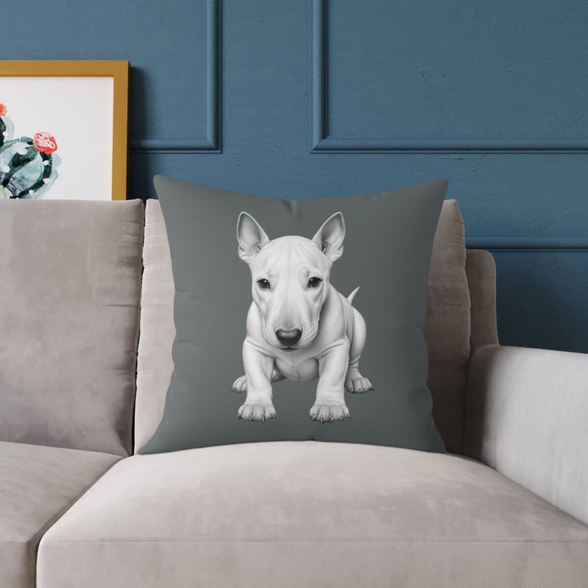 English Bull Terrier Square Poly Canvas Pillow - Image 11