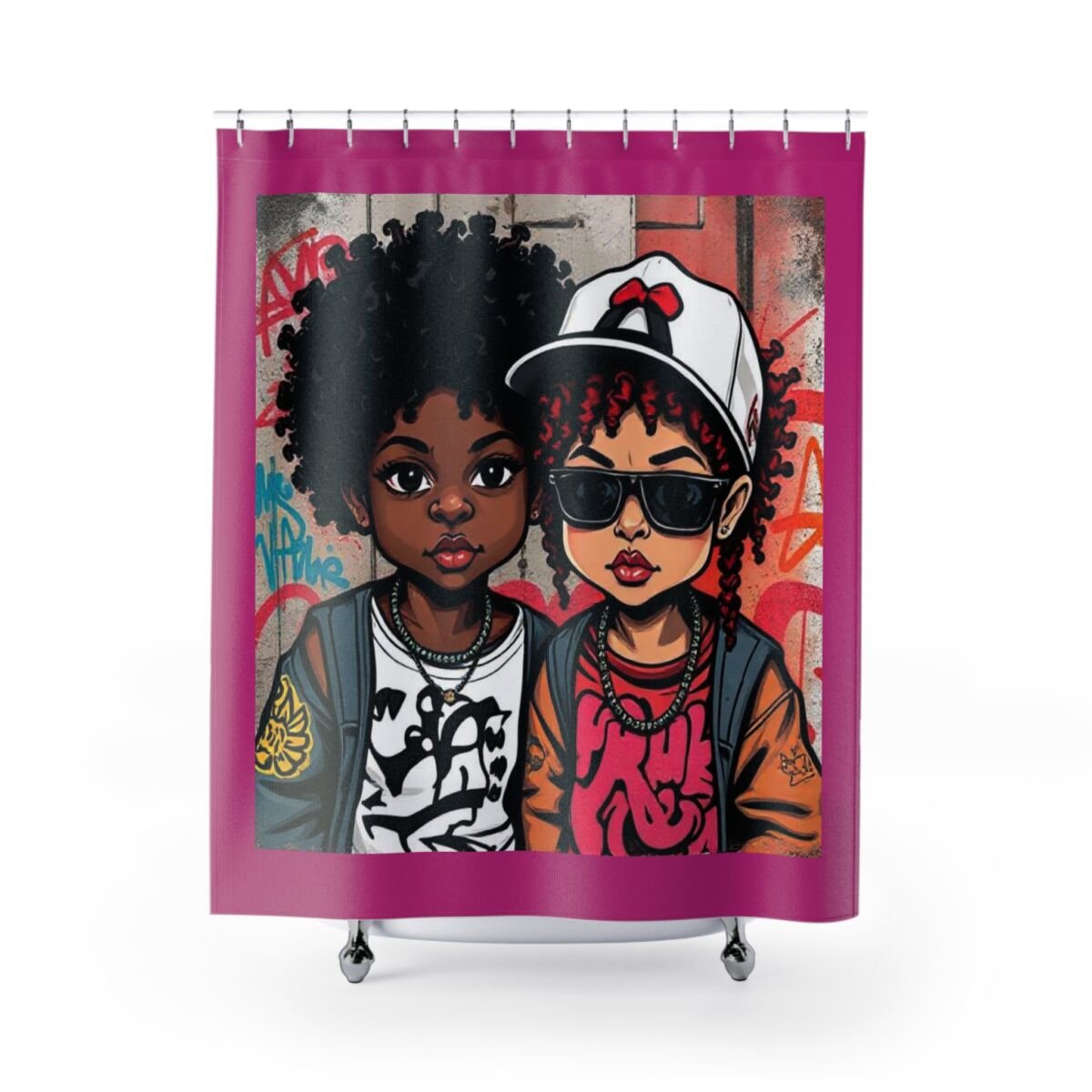 Shower Curtains - Cartoon Ethnic Graffiti Art