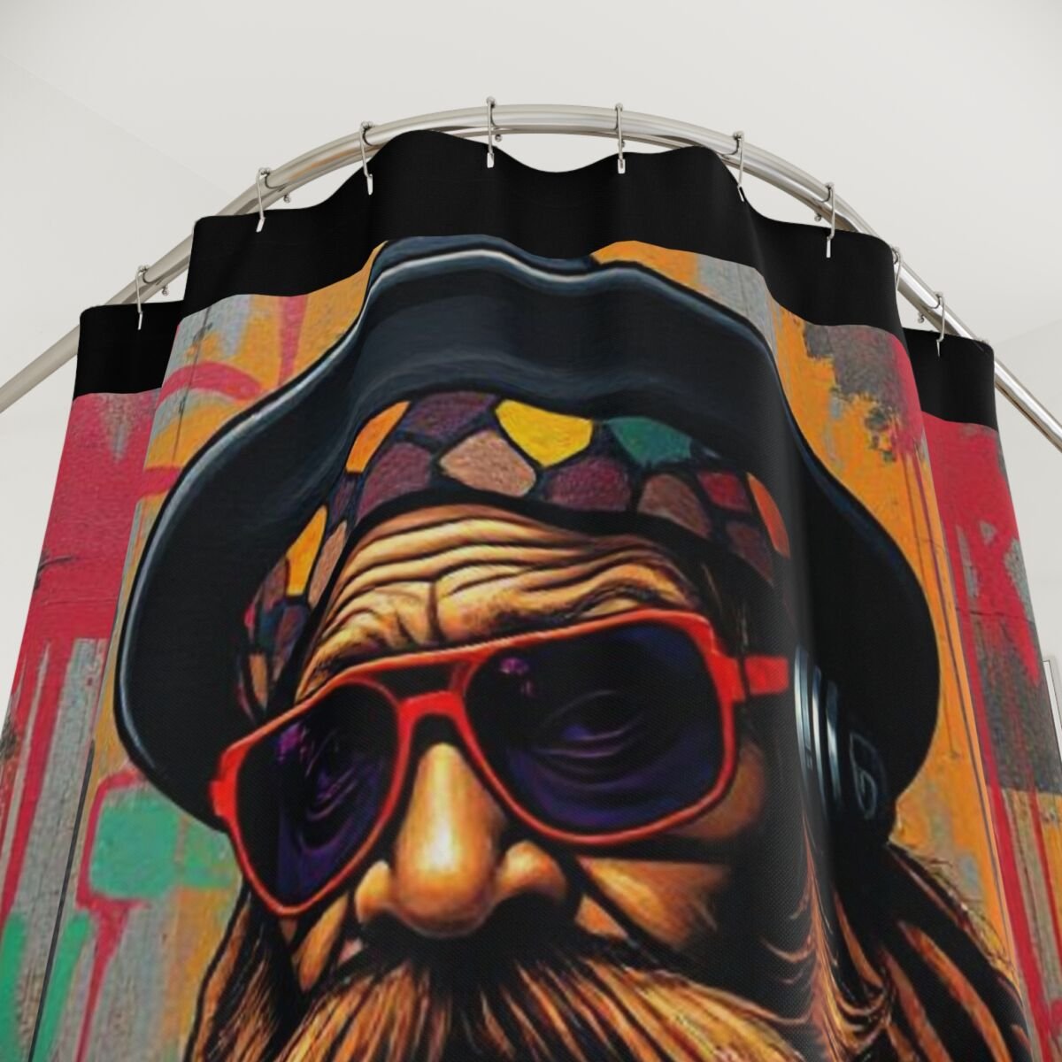 Shower Curtains - Cartoon Ethnic Graffiti Art - Image 2