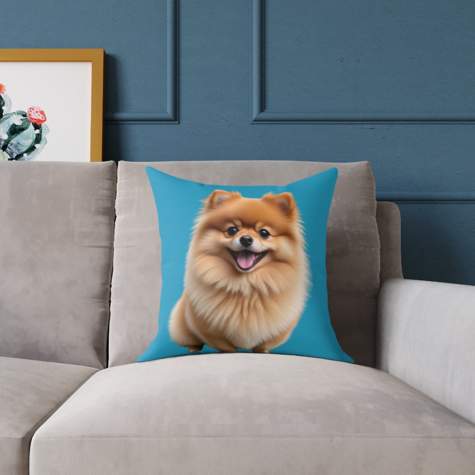 Pomeranian Dog Square Poly Canvas Pillow - Image 3