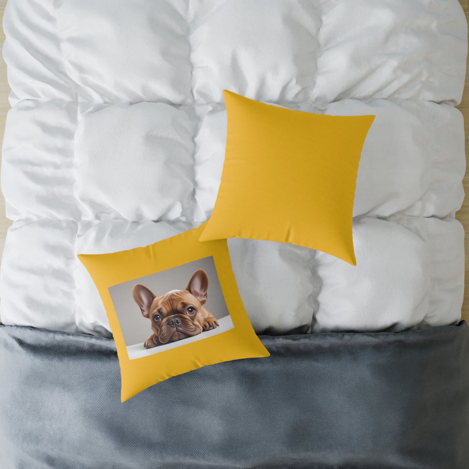 Pet Dog Puppy Cushion 08.French Bulldog Square Poly Canvas Pillow 08 - Image 12