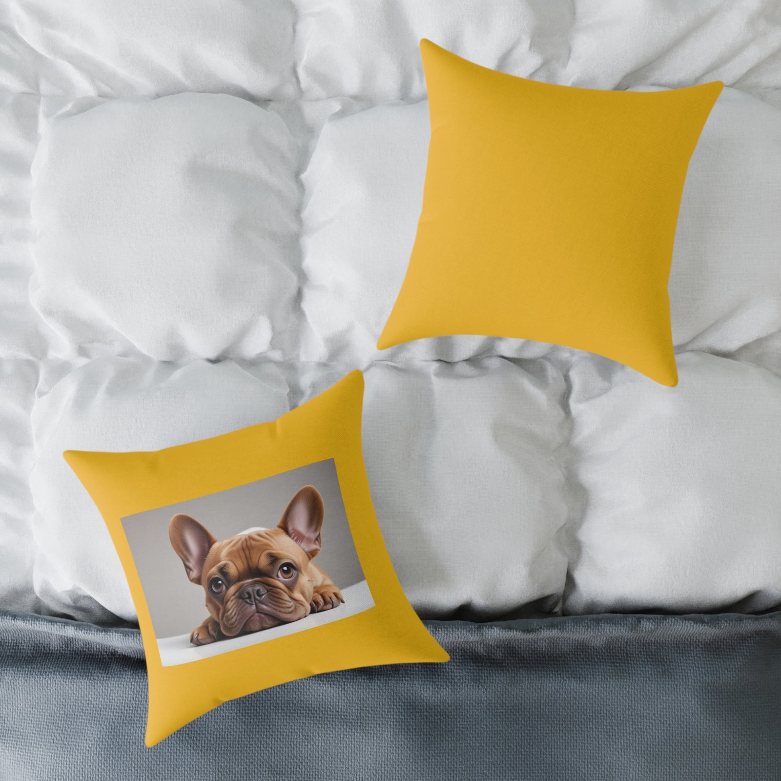 Pet Dog Puppy Cushion 08.French Bulldog Square Poly Canvas Pillow 08 - Image 8