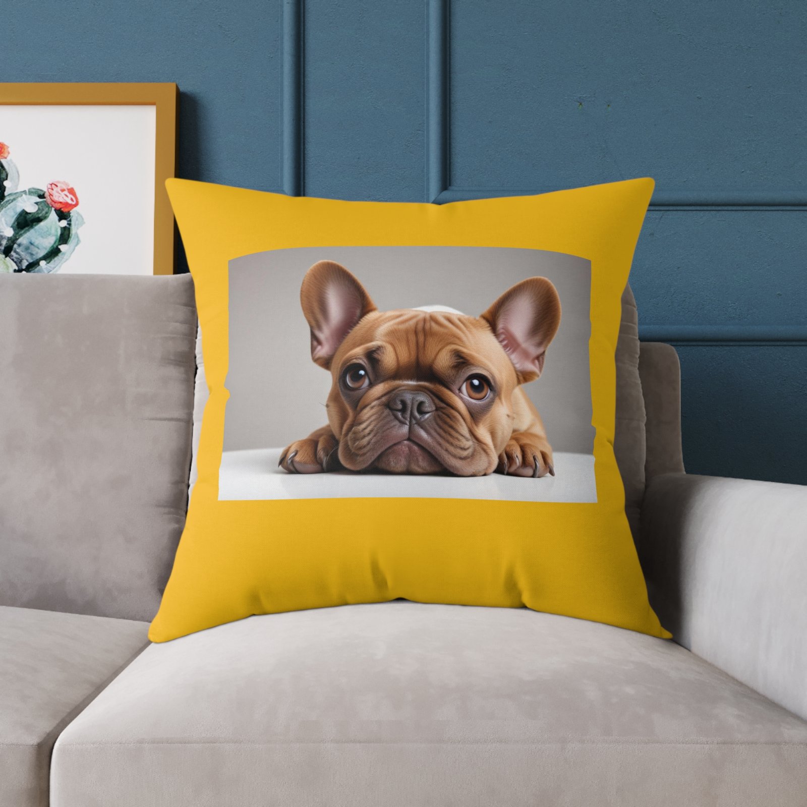 Pet Dog Puppy Cushion 08.French Bulldog Square Poly Canvas Pillow 08 - Image 19