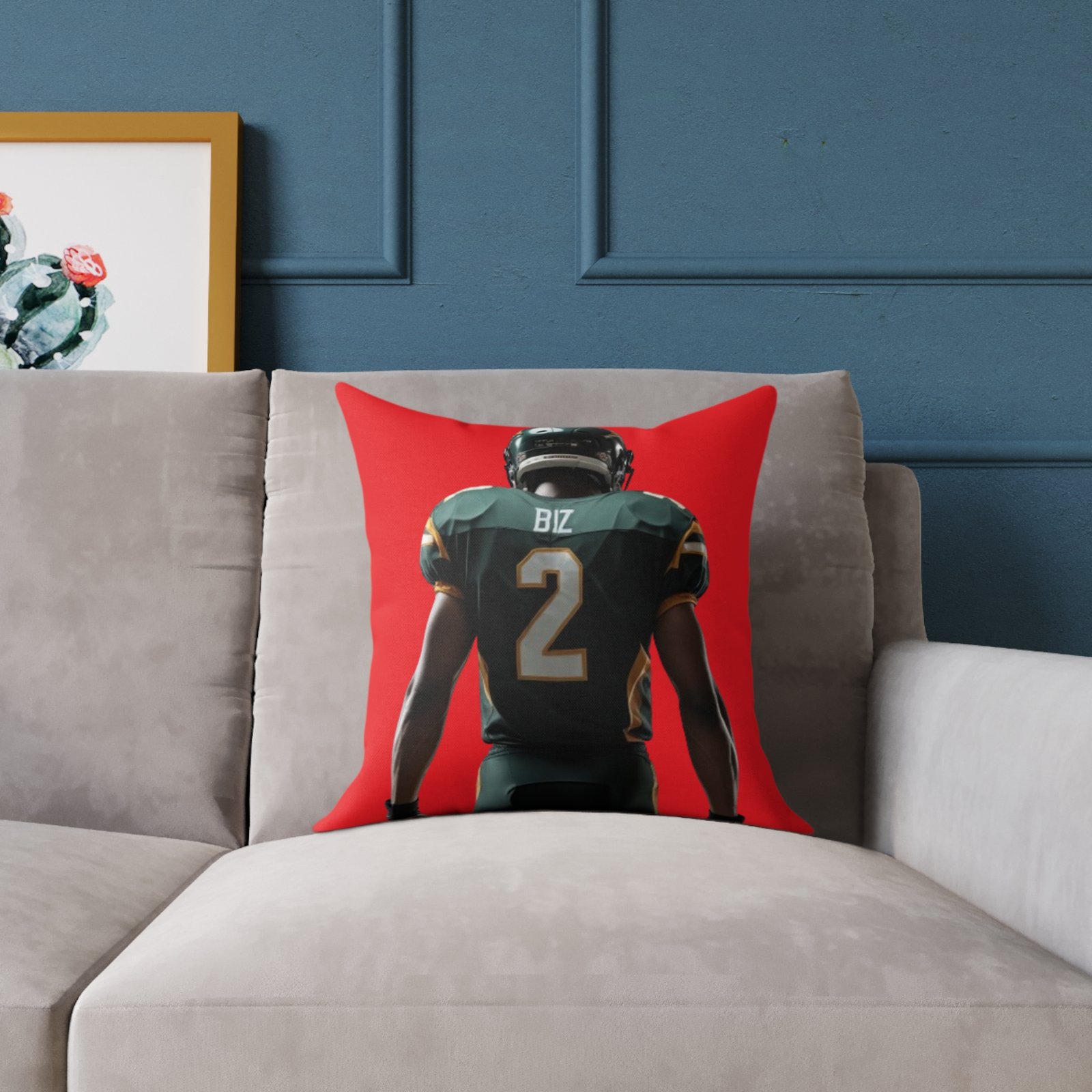 American Football Square Poly Canvas Pillow - Image 3