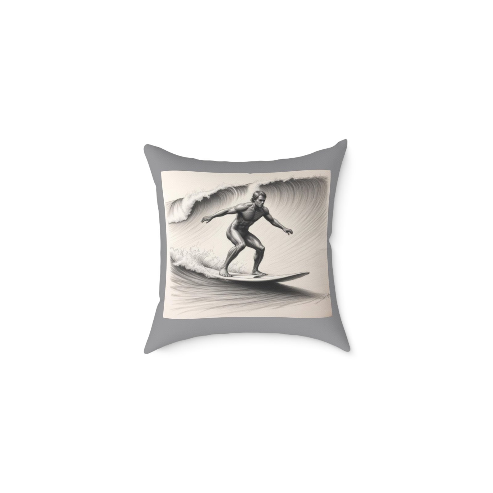 Surfing Square Poly Canvas Pillow