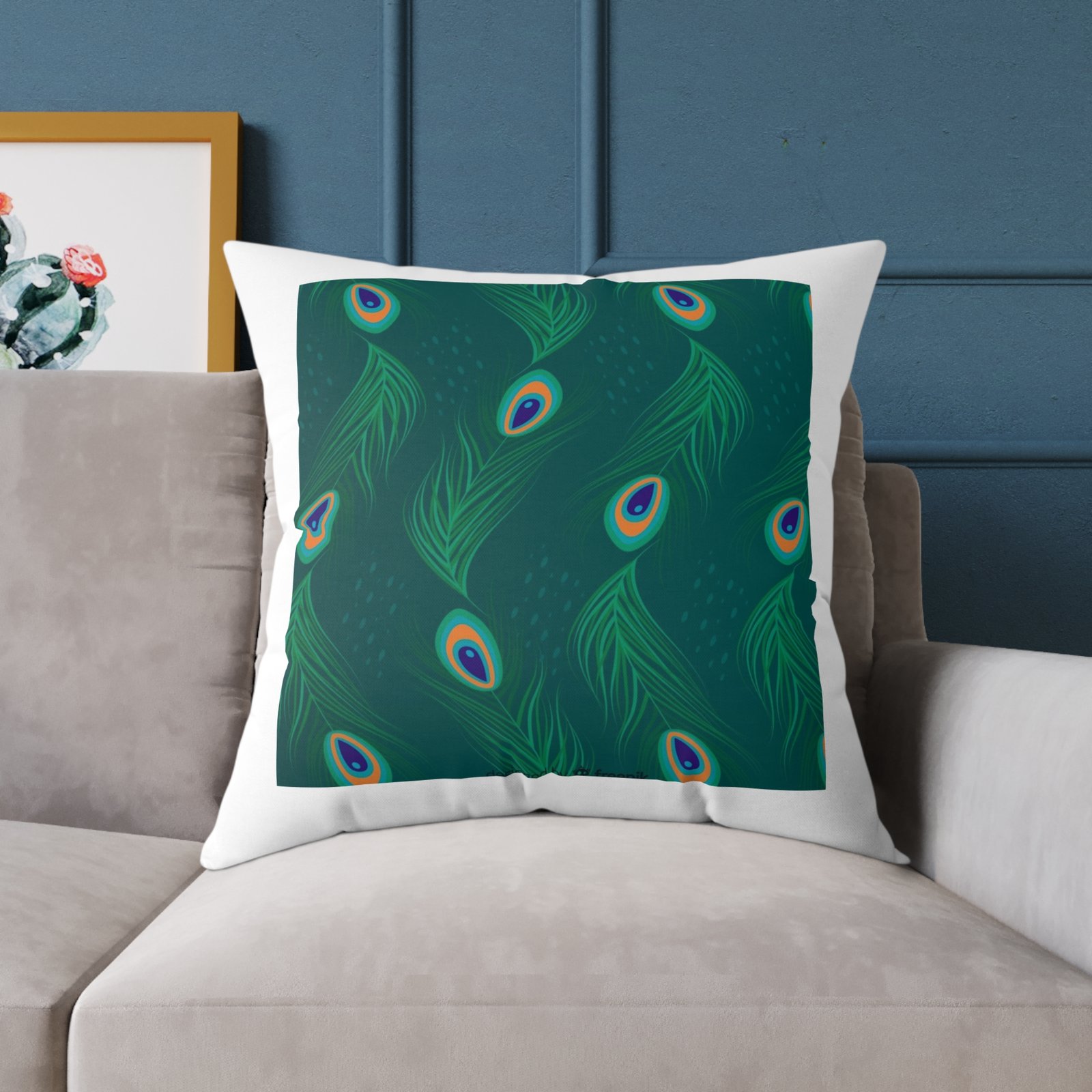 Pea cock Prin t Cushion G ift Square Poly Canvas Pillow Pea cock Prin t , G ift Cushion, Lounge Cushion, Bedroom Cushion, Cushion G ift , , - Image 19
