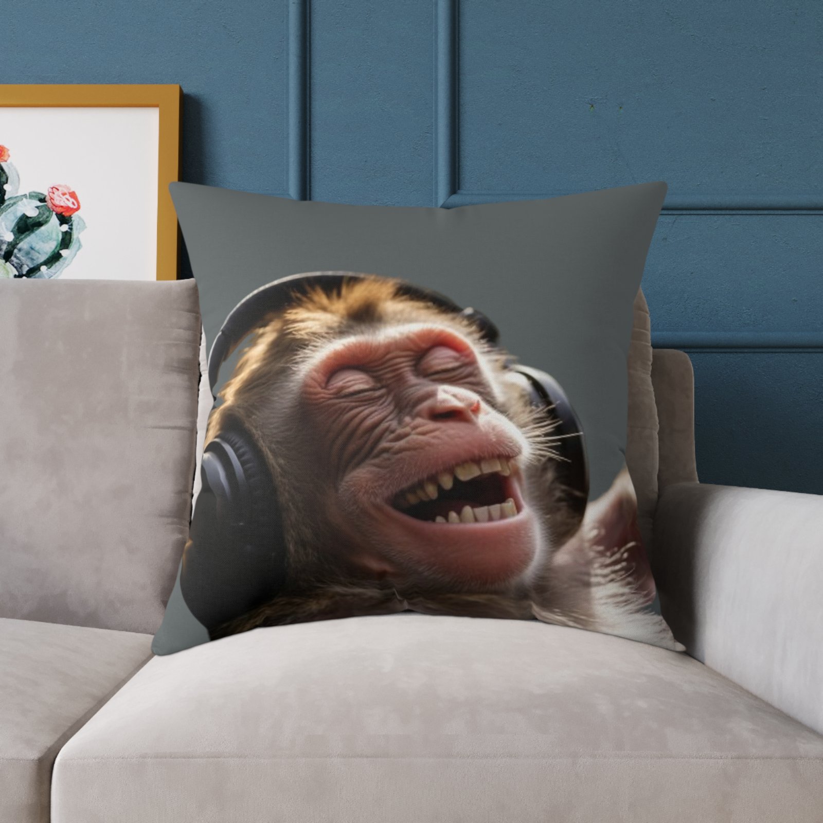 Funny Monkey Poly Canvas Pillow - Image 19